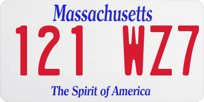 MA license plate 121WZ7