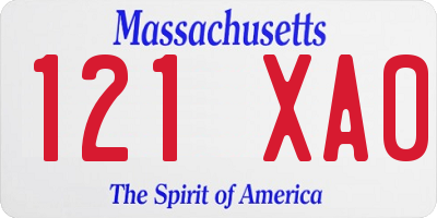 MA license plate 121XA0