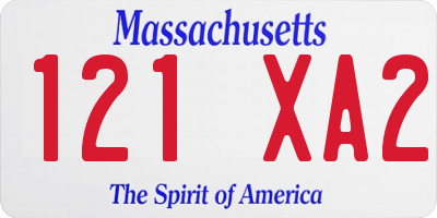 MA license plate 121XA2