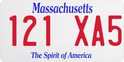 MA license plate 121XA5