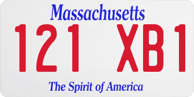 MA license plate 121XB1