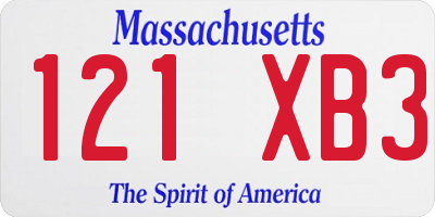 MA license plate 121XB3