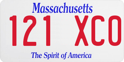 MA license plate 121XC0