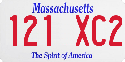 MA license plate 121XC2