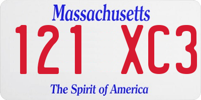 MA license plate 121XC3