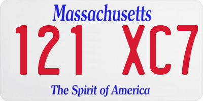 MA license plate 121XC7