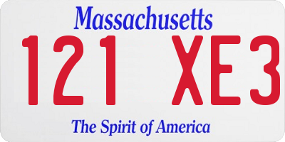 MA license plate 121XE3