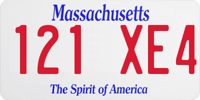 MA license plate 121XE4
