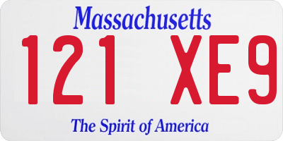 MA license plate 121XE9