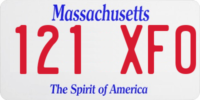 MA license plate 121XF0