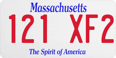 MA license plate 121XF2