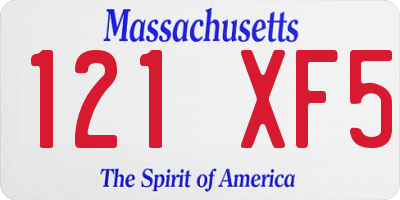 MA license plate 121XF5