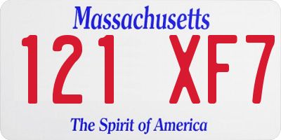 MA license plate 121XF7