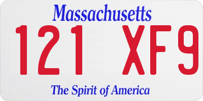 MA license plate 121XF9