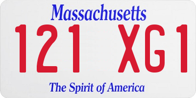 MA license plate 121XG1