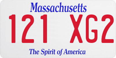 MA license plate 121XG2