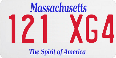 MA license plate 121XG4