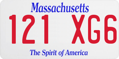 MA license plate 121XG6