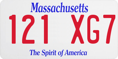 MA license plate 121XG7