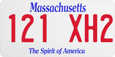 MA license plate 121XH2