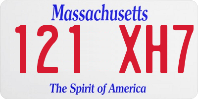 MA license plate 121XH7