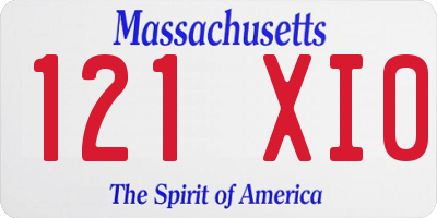 MA license plate 121XI0