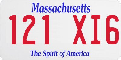 MA license plate 121XI6