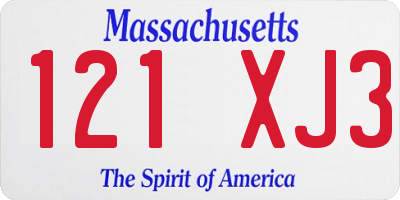 MA license plate 121XJ3
