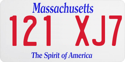 MA license plate 121XJ7