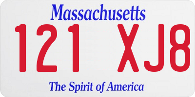 MA license plate 121XJ8