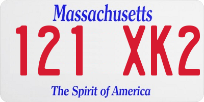 MA license plate 121XK2