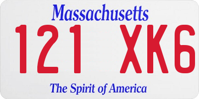MA license plate 121XK6