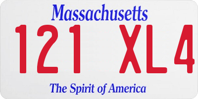 MA license plate 121XL4