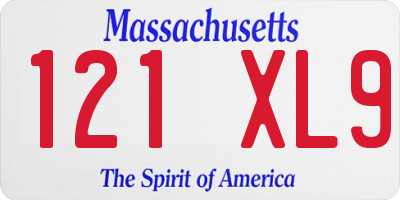 MA license plate 121XL9