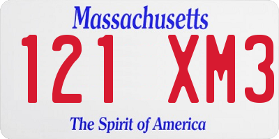 MA license plate 121XM3