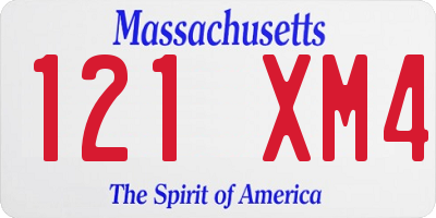 MA license plate 121XM4