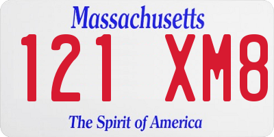 MA license plate 121XM8