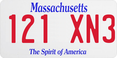 MA license plate 121XN3