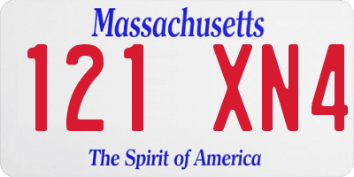 MA license plate 121XN4