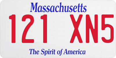 MA license plate 121XN5