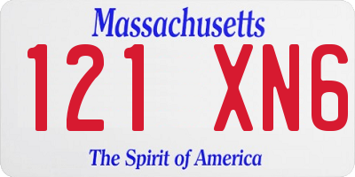 MA license plate 121XN6
