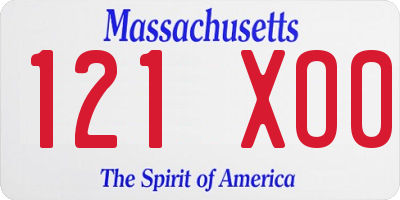 MA license plate 121XO0