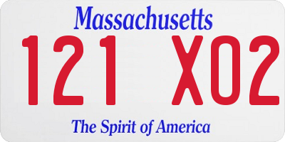 MA license plate 121XO2