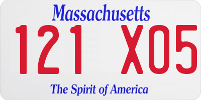 MA license plate 121XO5