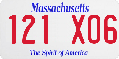 MA license plate 121XO6