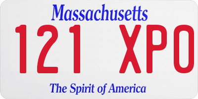 MA license plate 121XP0