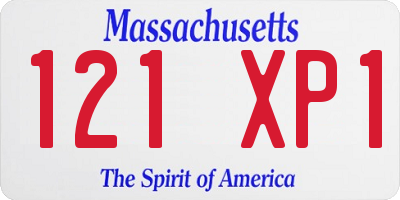 MA license plate 121XP1