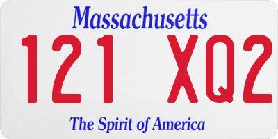 MA license plate 121XQ2