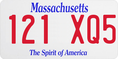 MA license plate 121XQ5