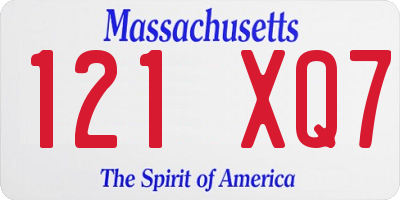 MA license plate 121XQ7